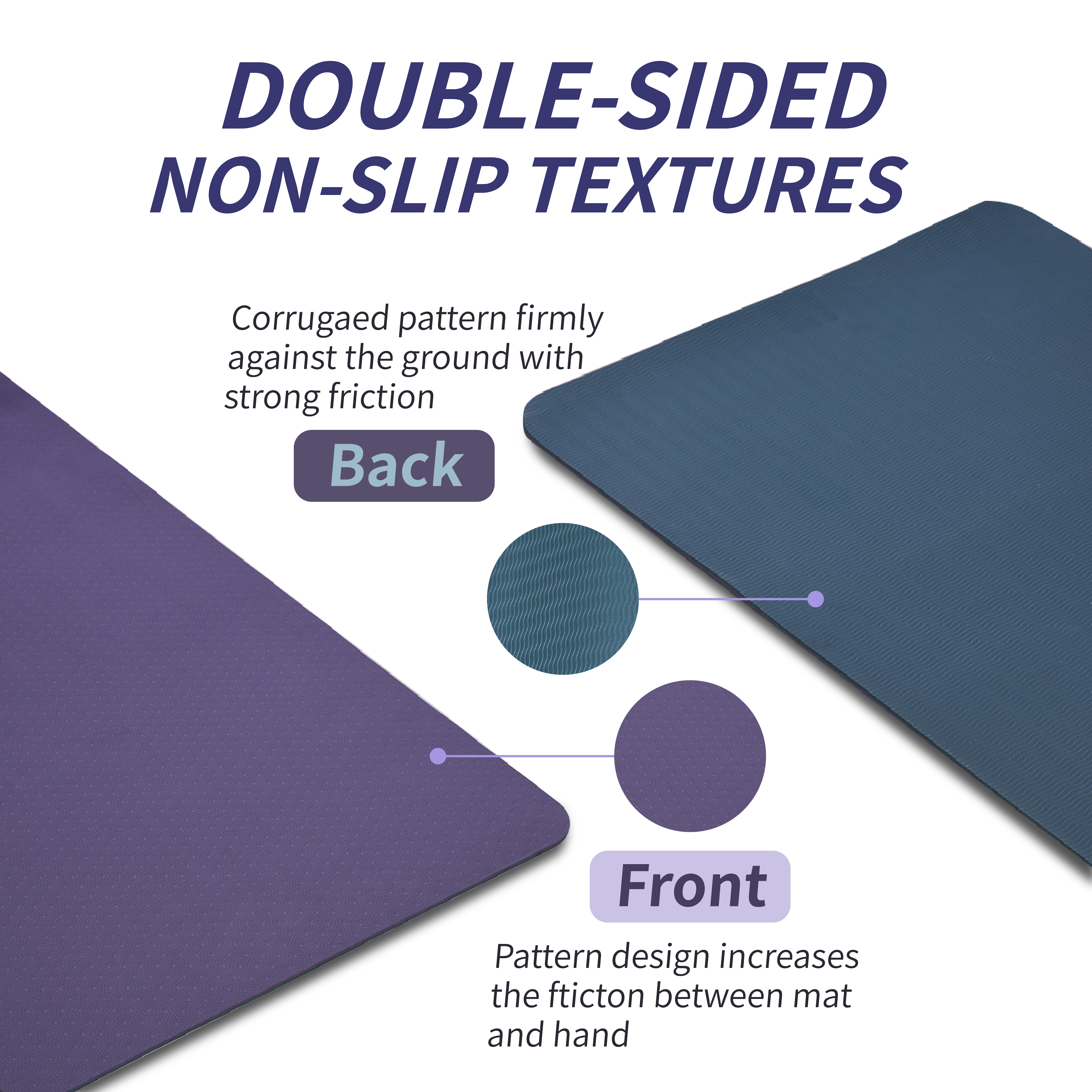 Yoga Mat, Exercise Yoga Mat With Non-Slip Design, Professional TPE Exericise Mat, 72" X 24" Multi-Purpose Workout Mat For Women, Pilates Fitness And Floor Exercises_voghion.com